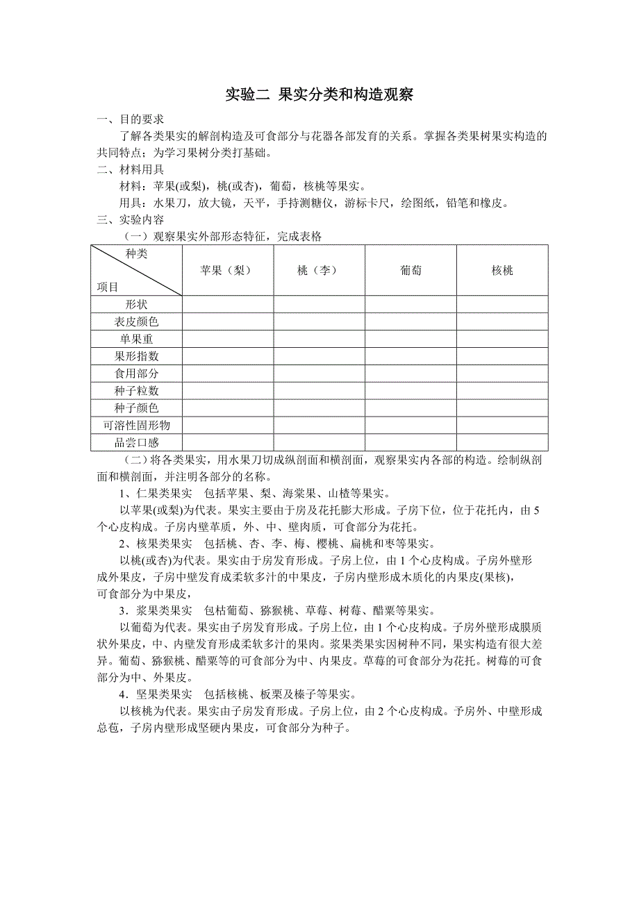 实验二 果实分类和构造观察_第1页