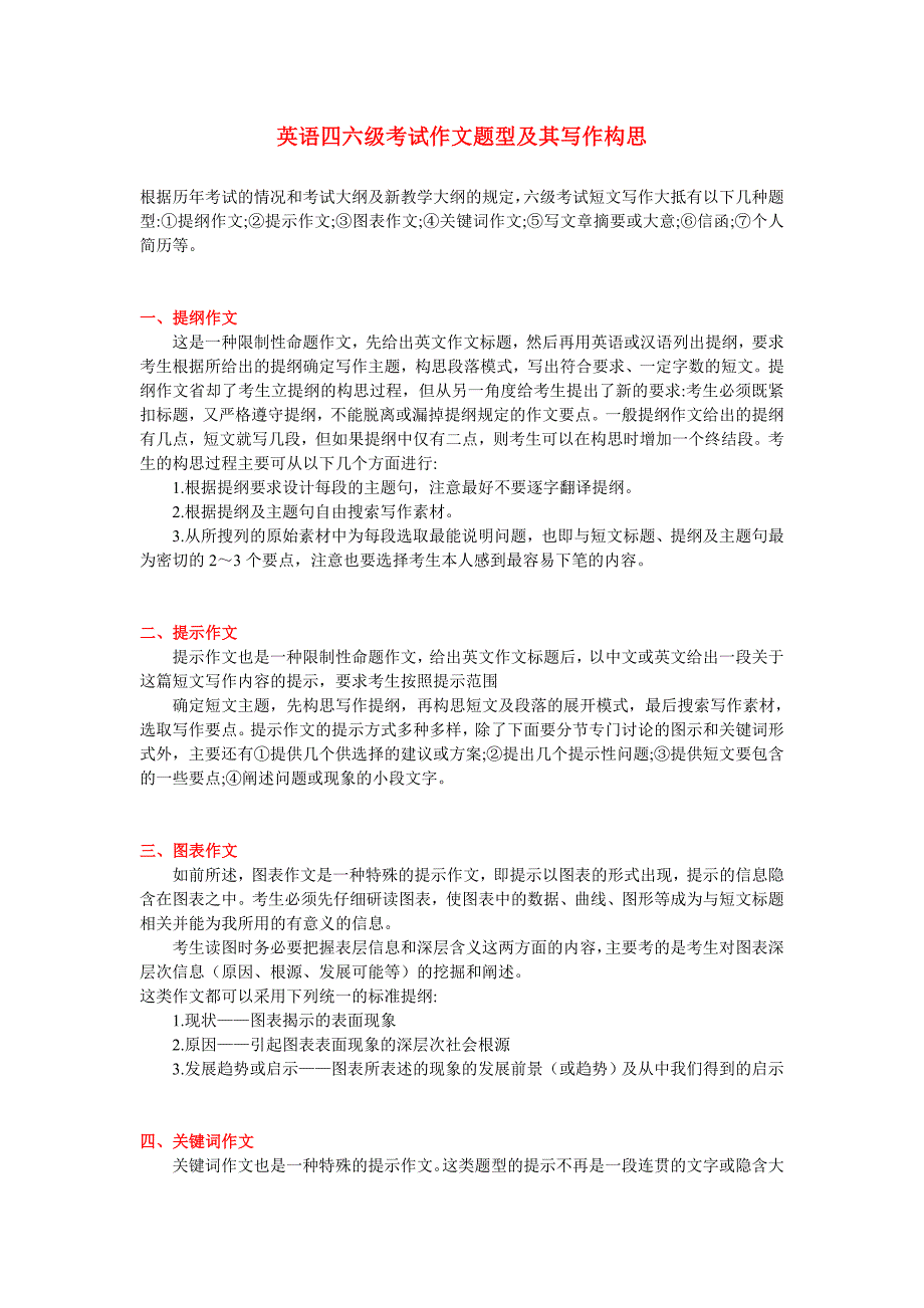 四六级作文题型及写作构思_第1页