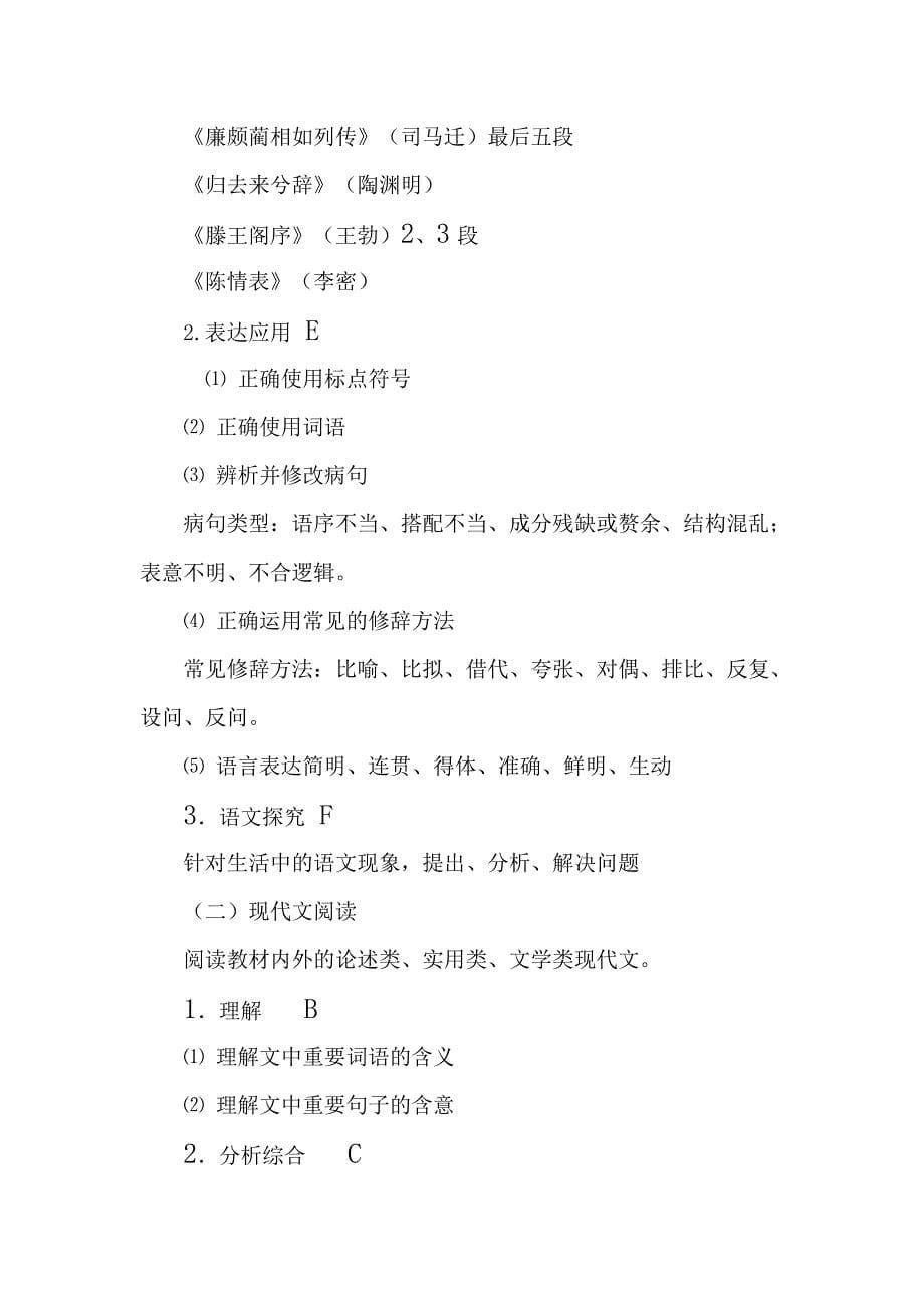 2011年湖南省普通高中学业水平考试大纲_第5页