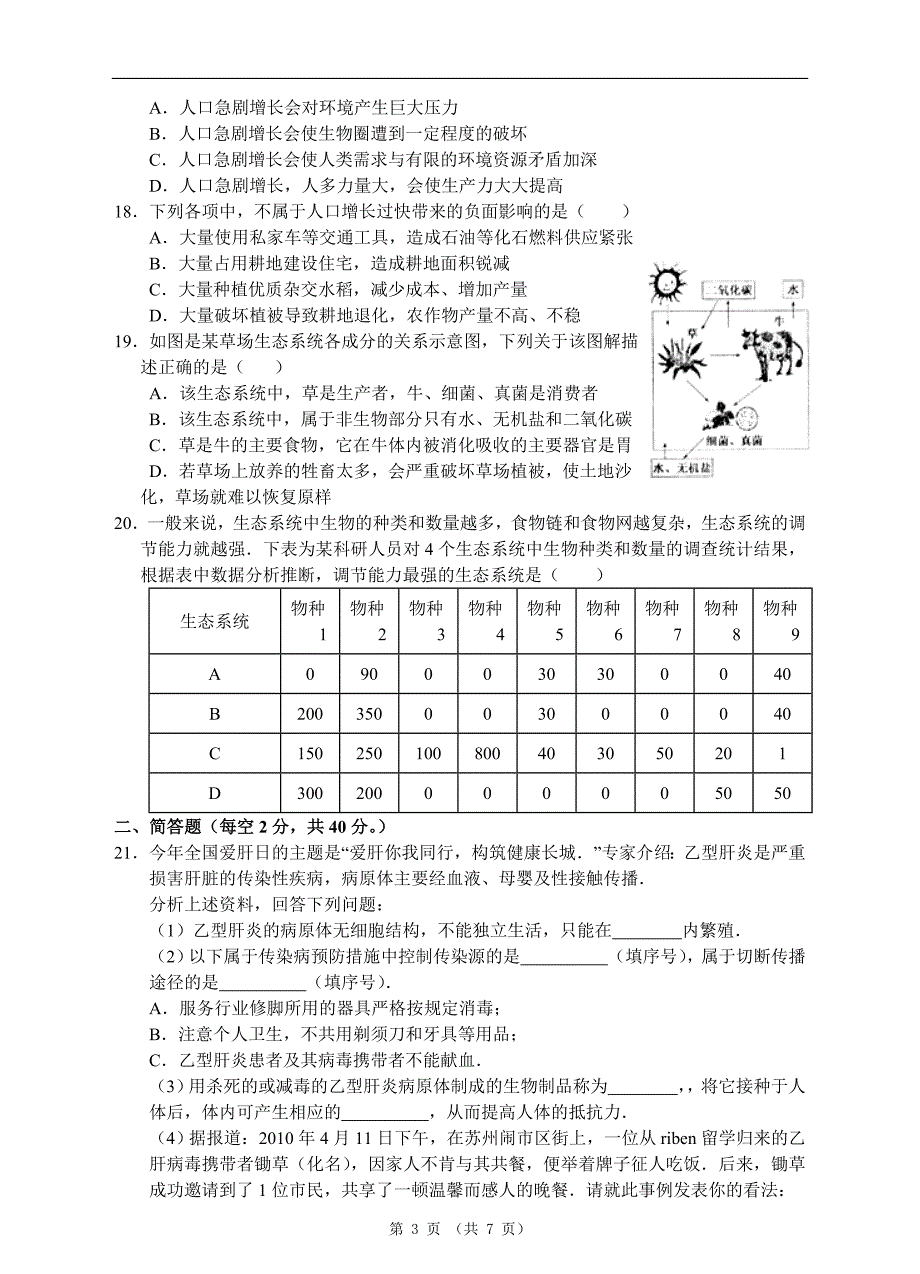 专题训练：人、健康与环境_第3页