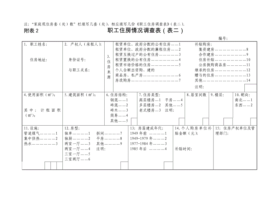 职工住房调查表（表一）_第3页