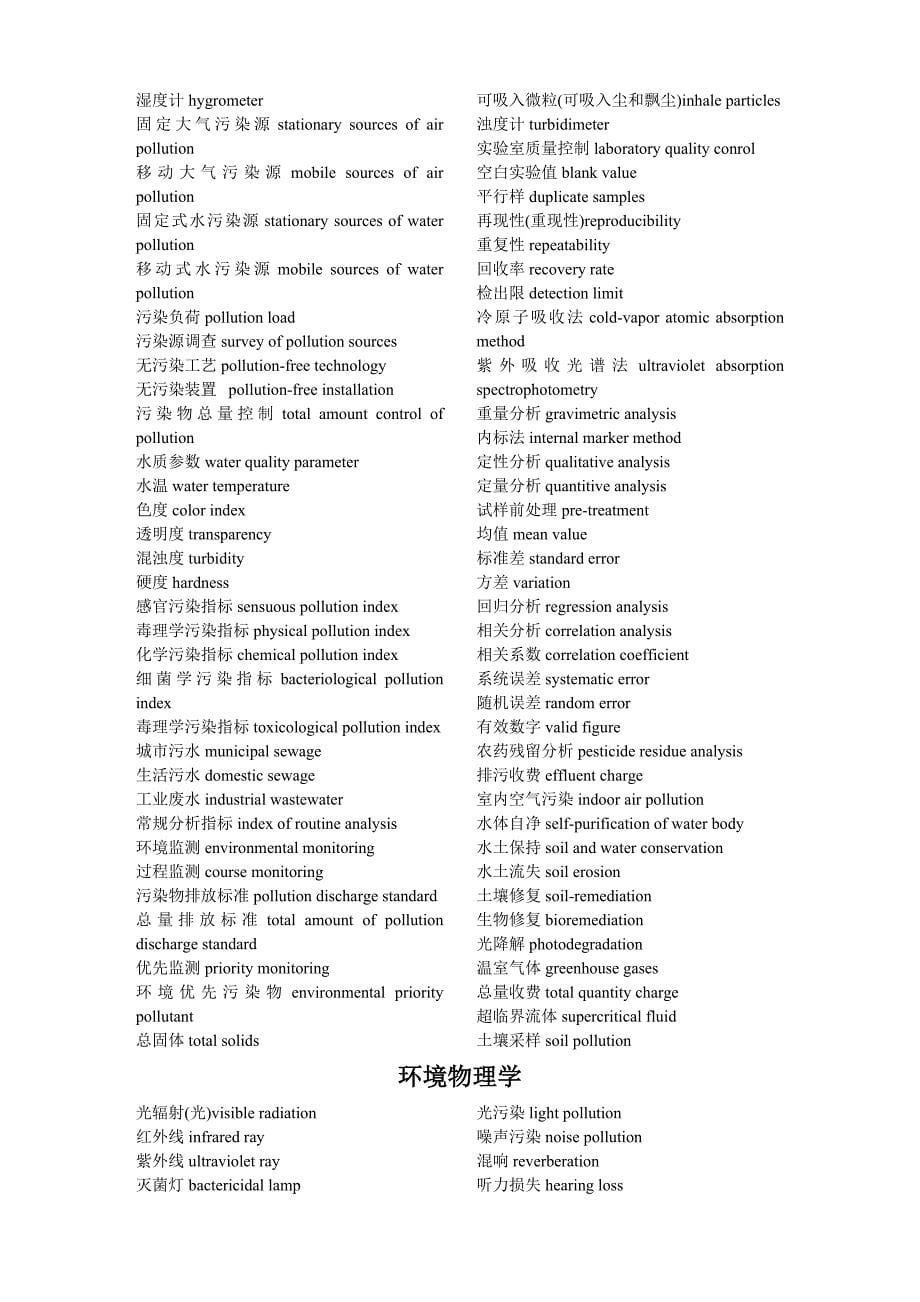 环境科学与工程-专业英语词汇必备()_第5页