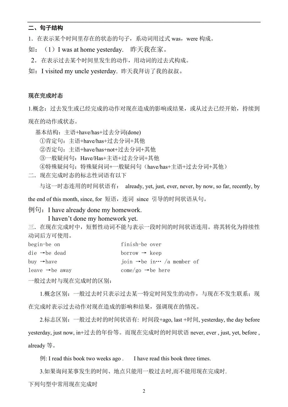 中考英语初三  现在完成时和过去完成时_第2页