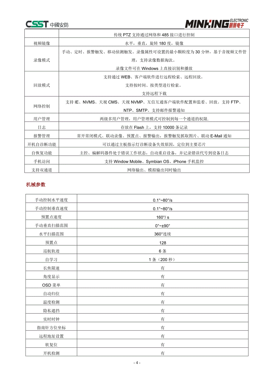 500米激光同步高清一体化智能高速云台摄像机 MG-TC26-LFS-NH5_第4页