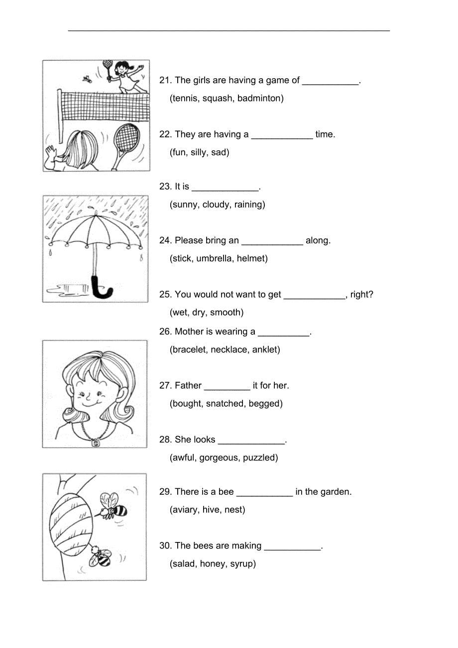 （湘少版）三年级英语下册 单元练习题（八）_第5页