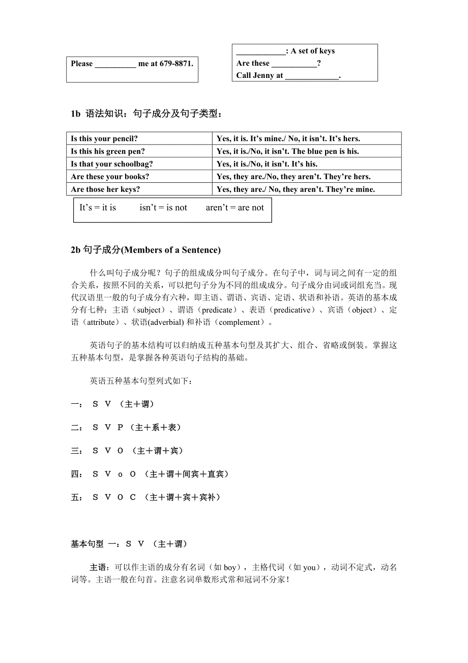 中学英语第五课 句子成分及句子类型_第2页