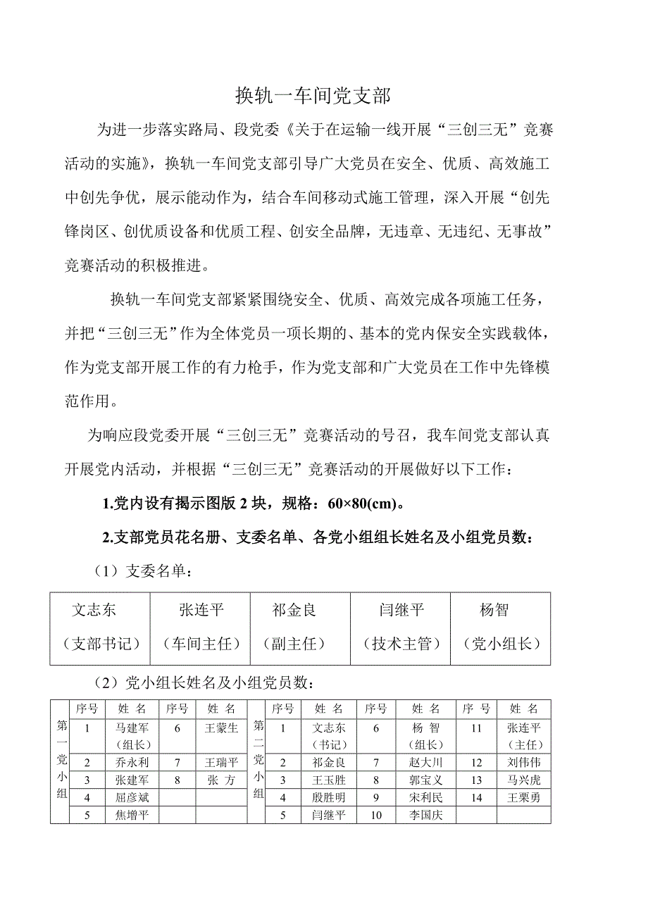 换轨一车间党支部三创三无_第1页