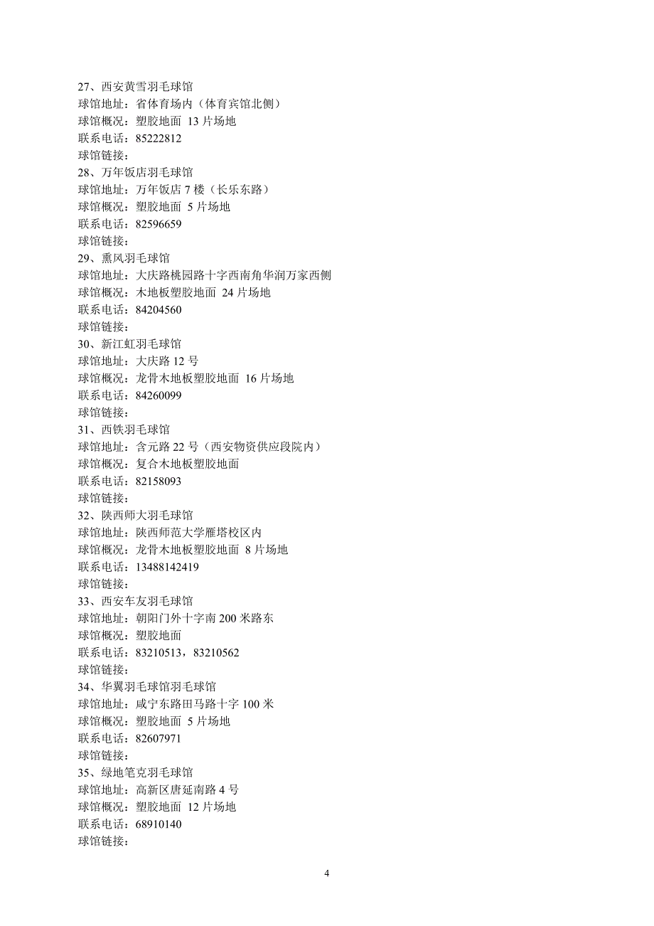 2012年西安市羽毛球场馆目录_第4页