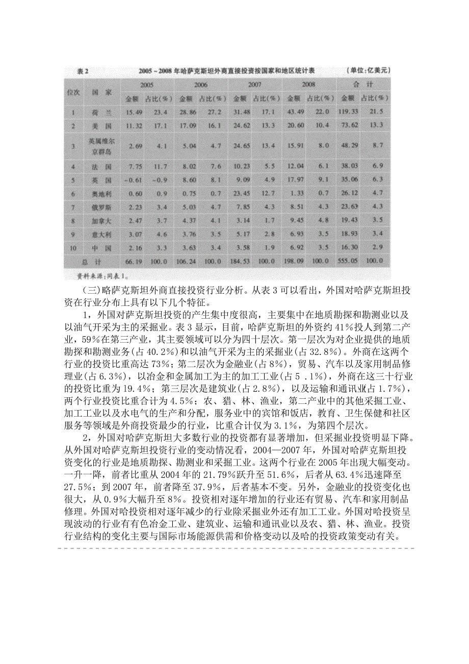 哈萨克斯坦投资政策特点及外商直接投资现状_第5页