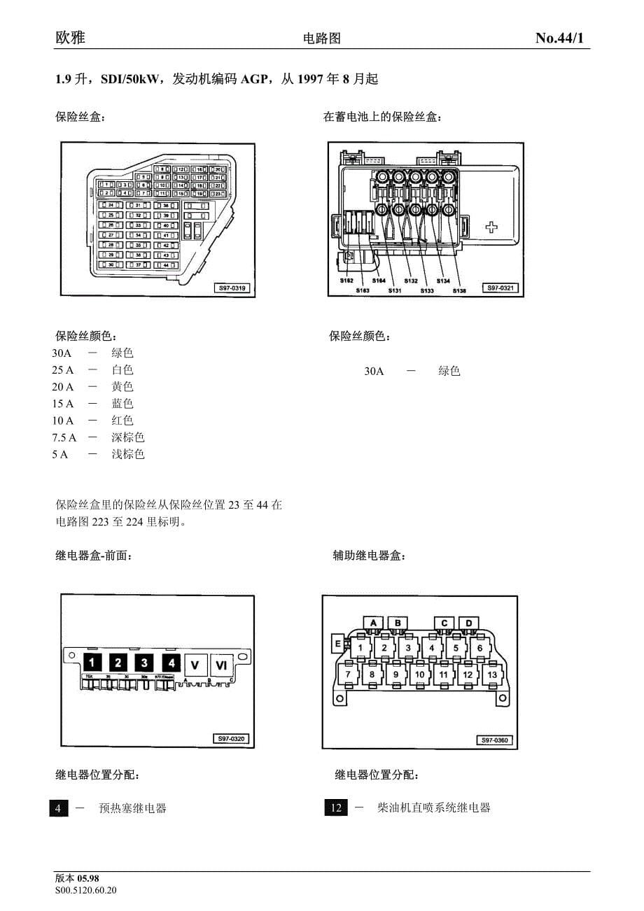 大众斯柯达欧雅电路图，电气故障查寻和安装位置维修手册（3）_第5页