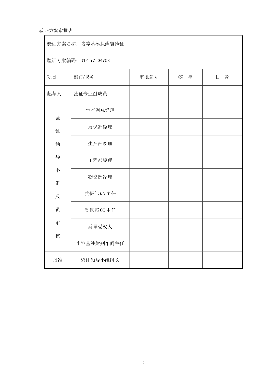 培养基模拟灌装验证方案(参考)_第2页