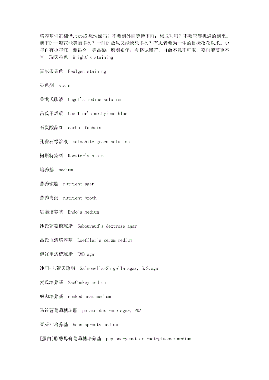 培养基词汇翻译_第1页
