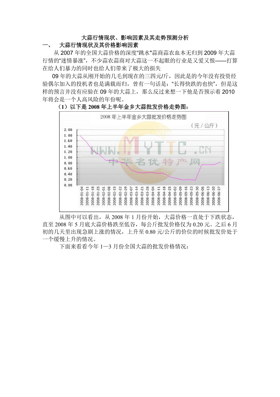 大蒜价格现状、影响因素及其走势预测分析_第1页