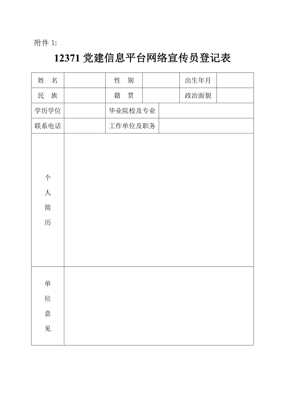 最新【精品文档】12371党建信息平台网络宣传员登记表_第2页