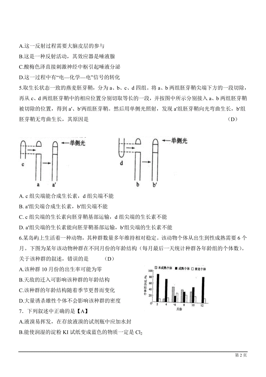 2012年普通高等学校招生全国统一考试理科综合能力测试 2_第2页