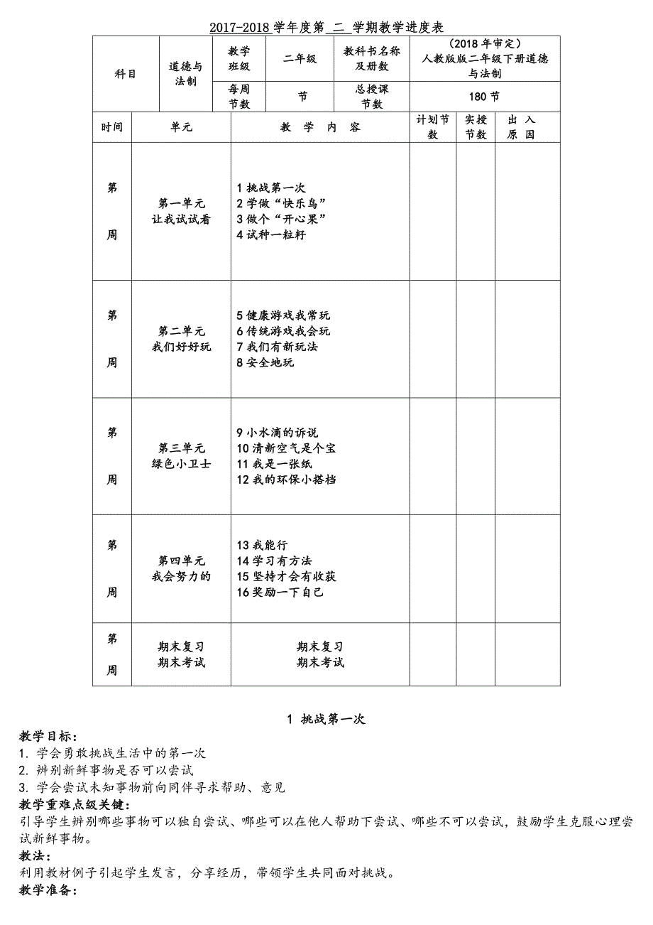 部编审定2018年新人教版二年级下册道德与法治全册16页浓缩版教案_第2页