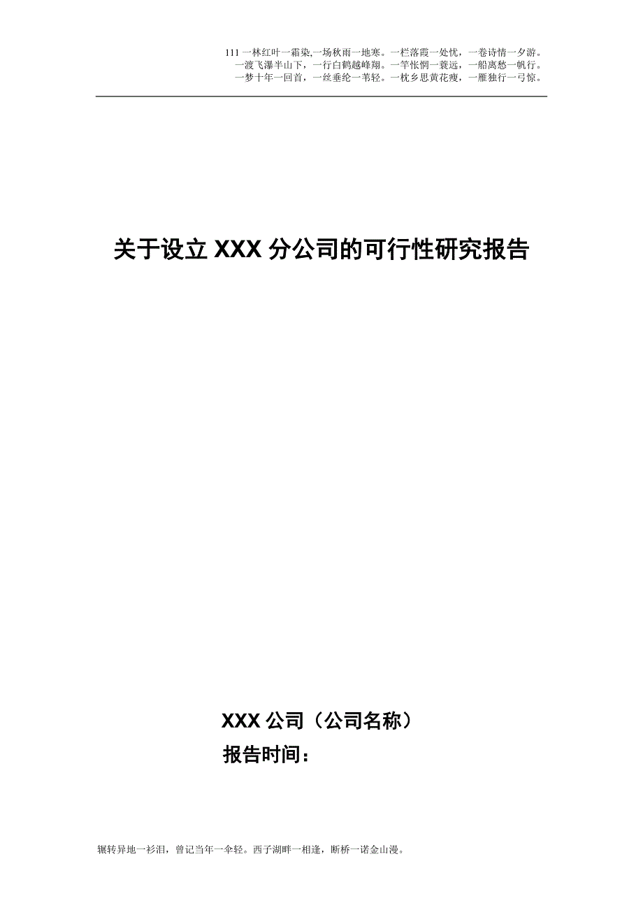 关于设立XXX分公司的可行性研究报告的模板_第1页