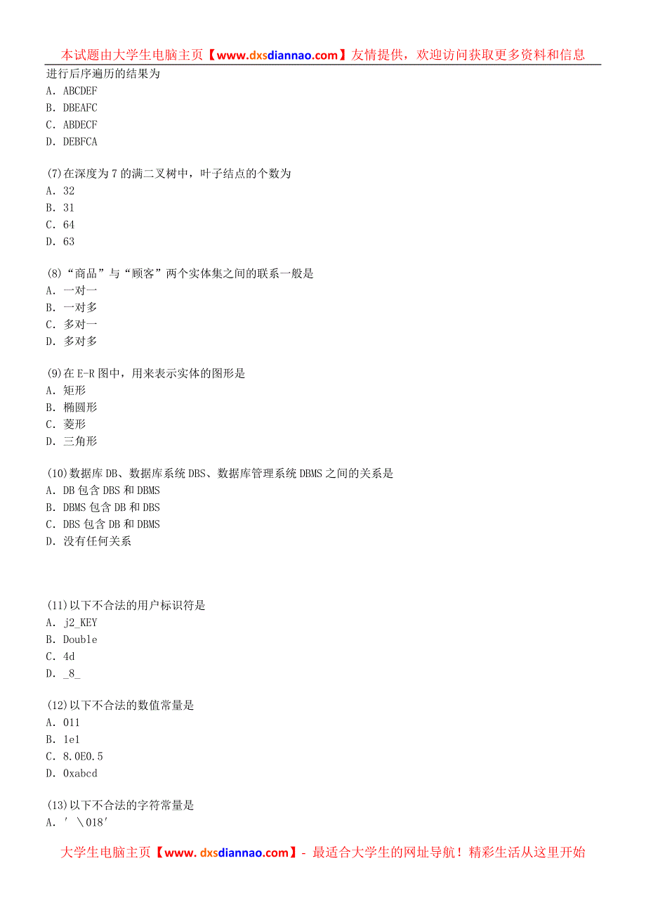 全国计算机二级C历年真题_第2页