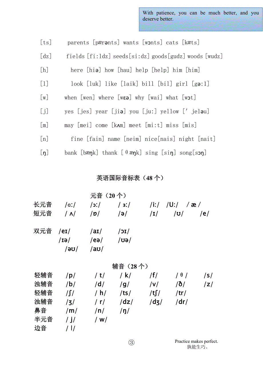 音标及对应单词示例_第3页