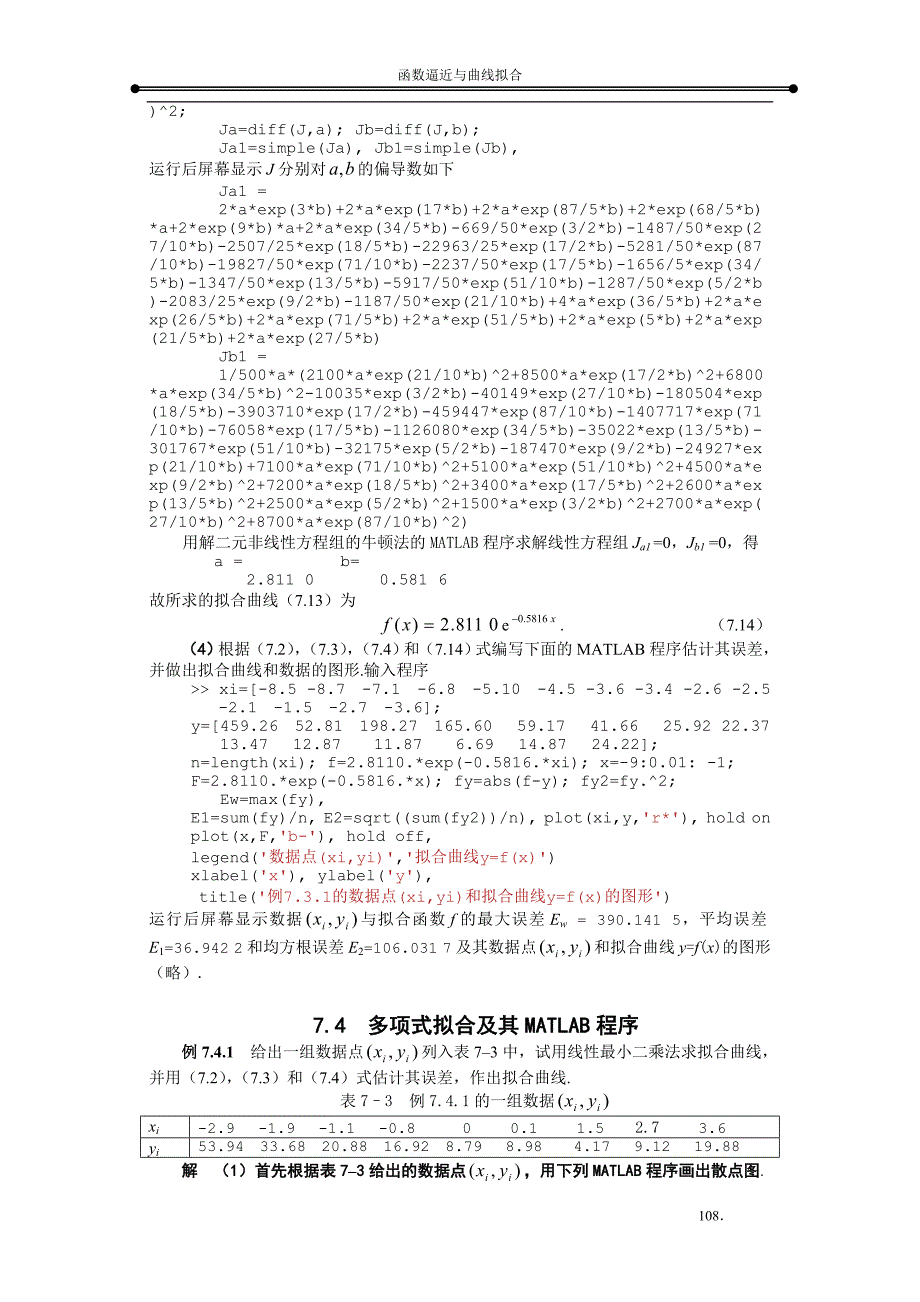 曲线拟合_线性最小二乘法及其MATLAB程序_第4页