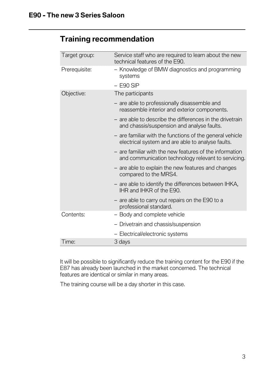 宝马E90 - The new 3 Series Saloon培训师指导手册（英文）_第5页