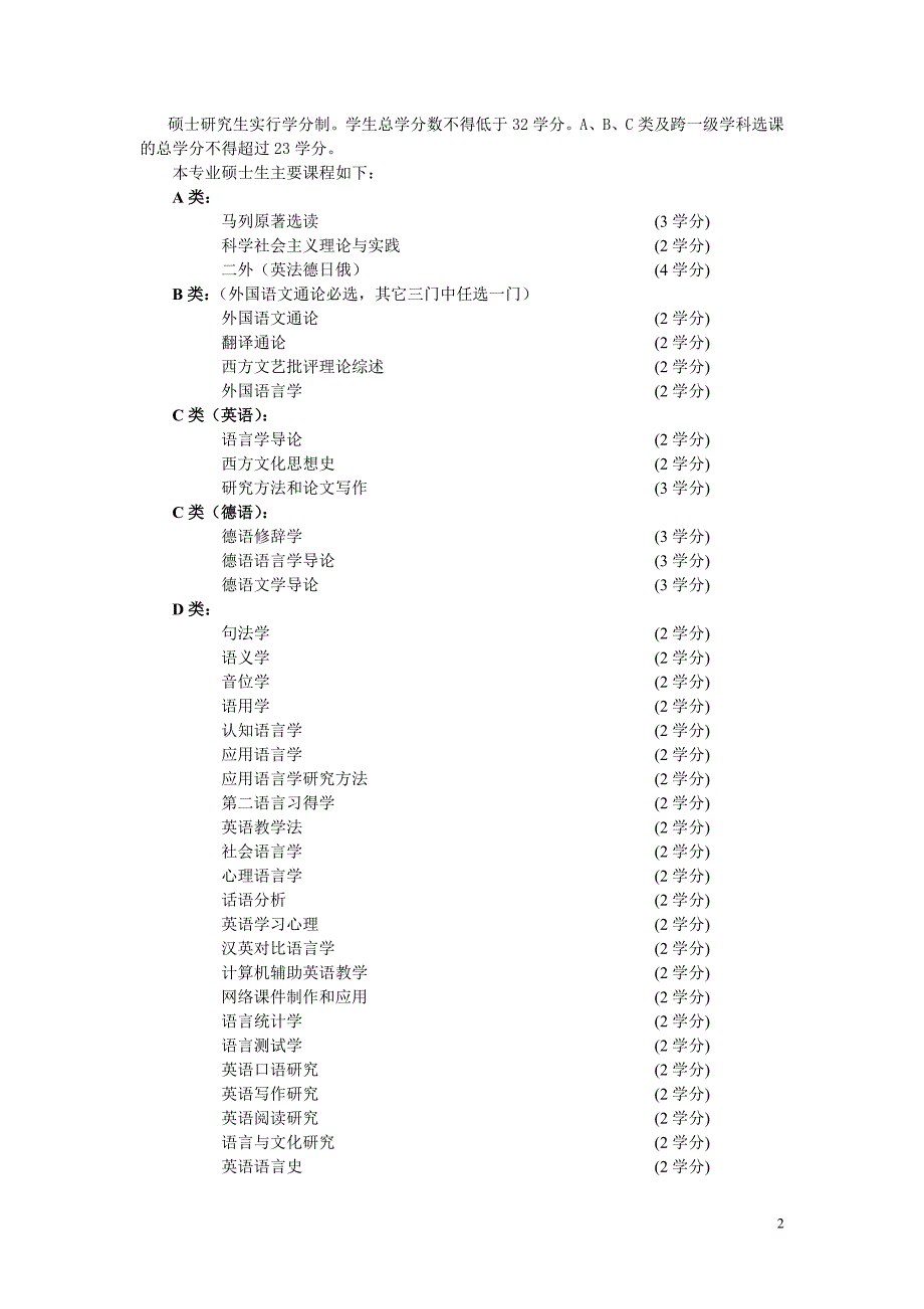 外国语言学与应用语言学专业研究生培养方案_第2页