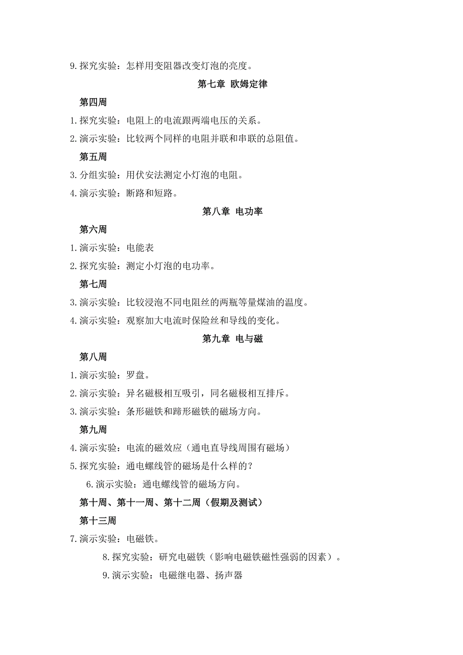 第二学期八年级物理实验计划(初二_第2页