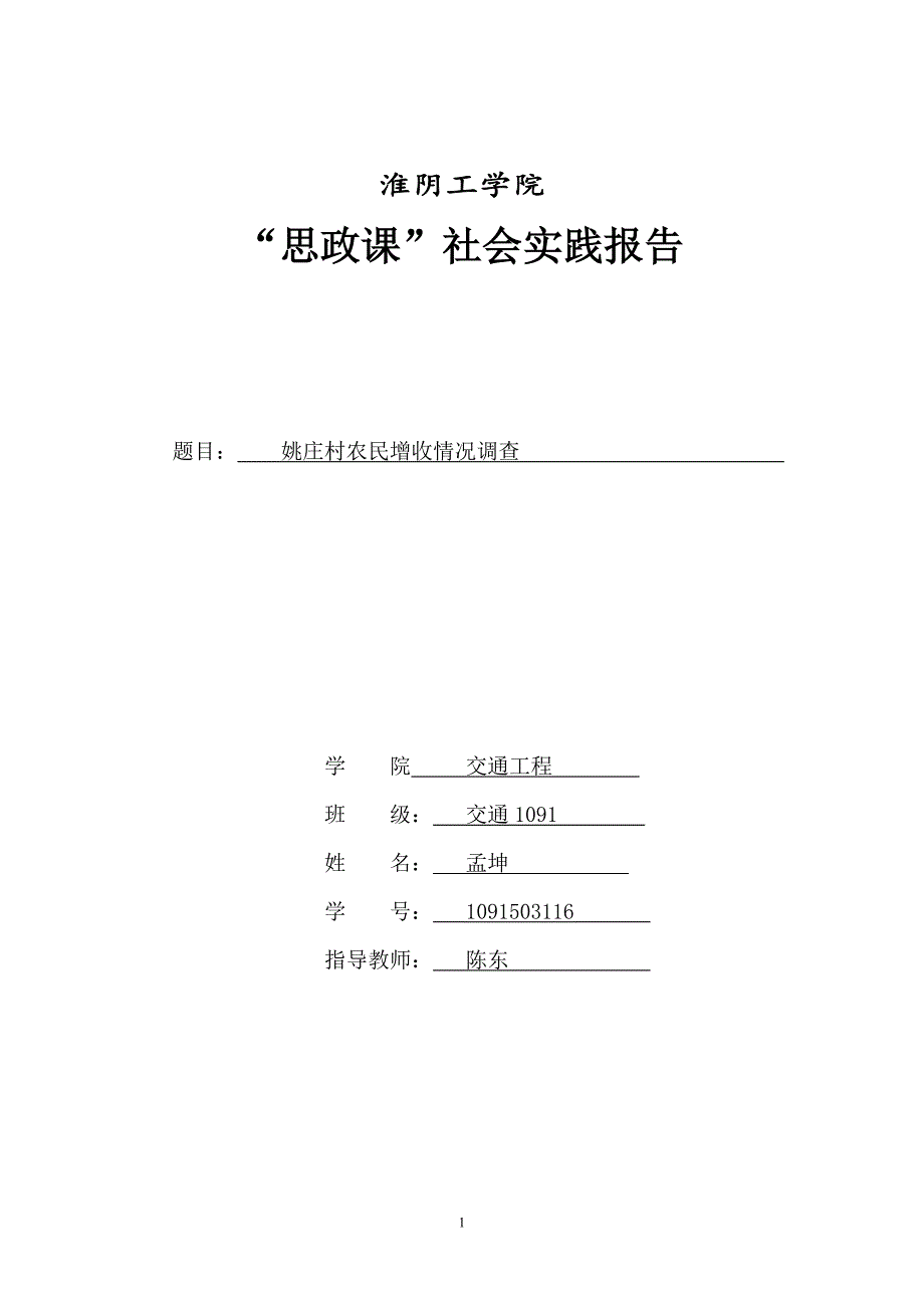 姚庄村农民增收情况调查.doc_第1页