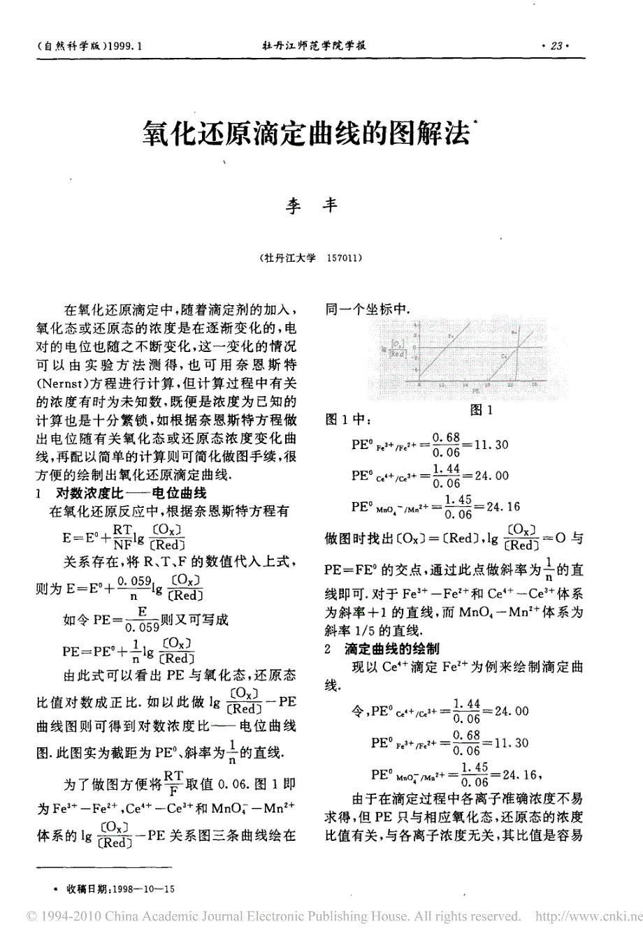 氧化还原滴定曲线的图解法_第1页