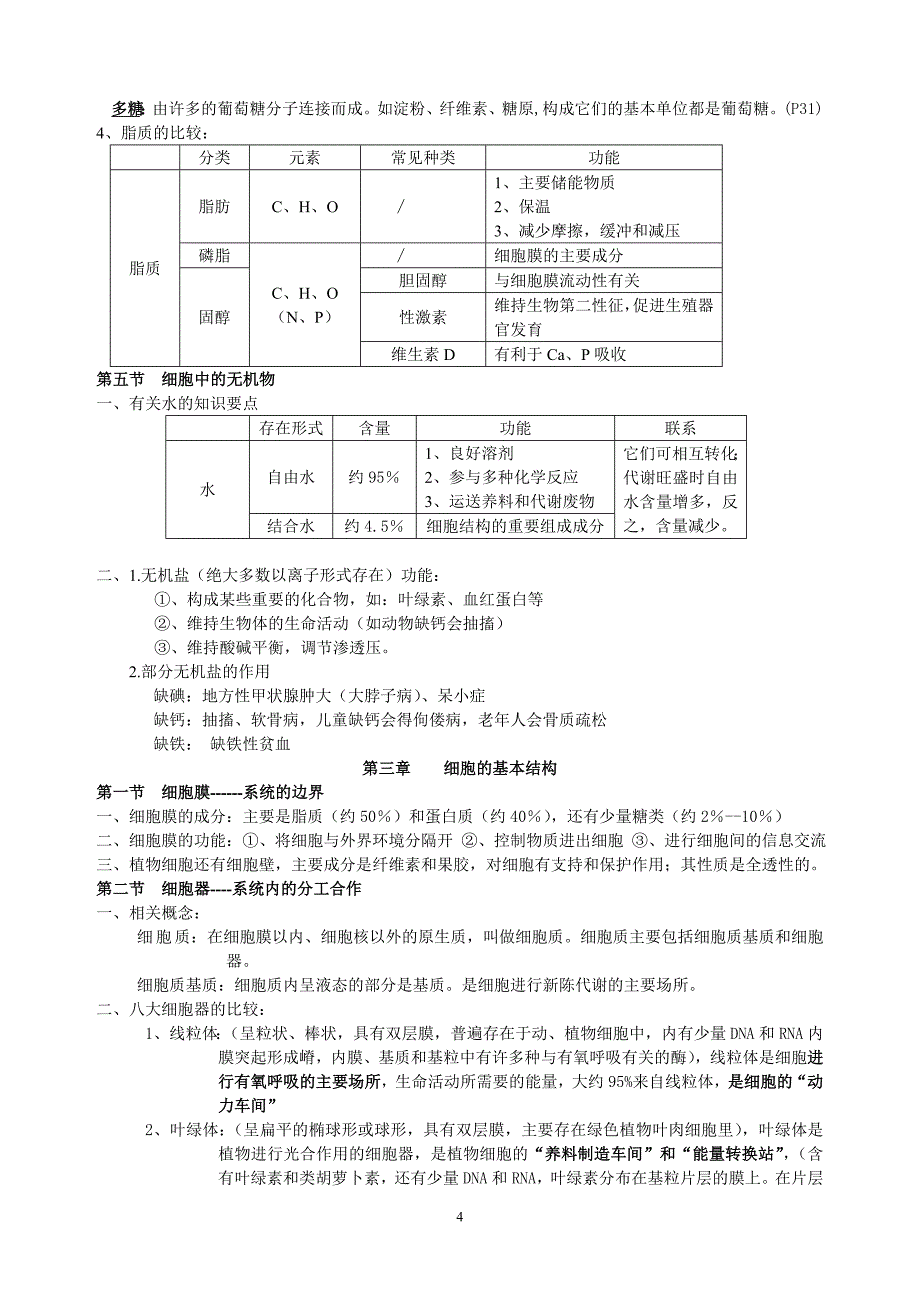 高中生物必修一复习教案_第4页