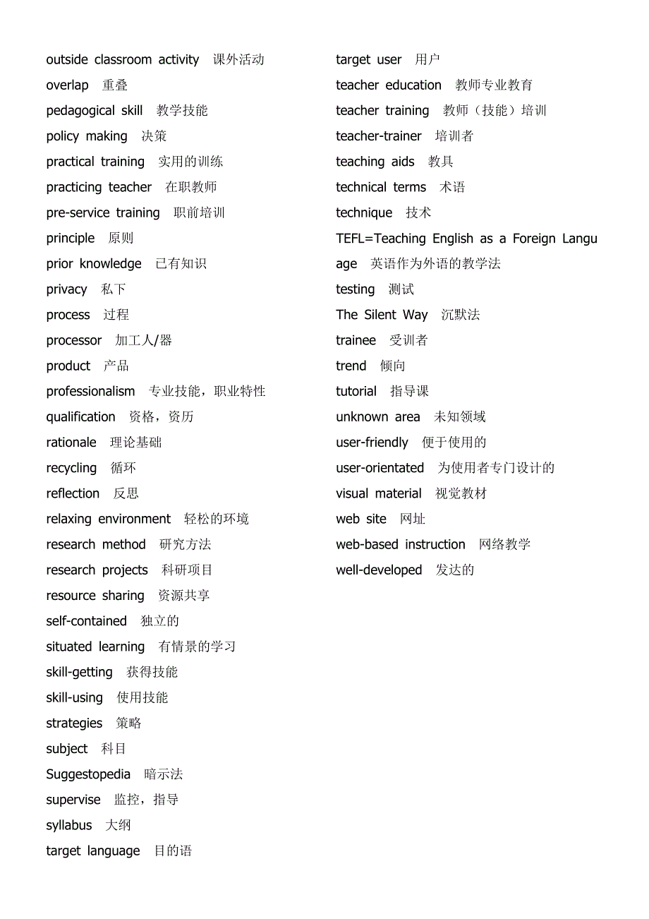 英语教师教学需要学的英语术语_第2页