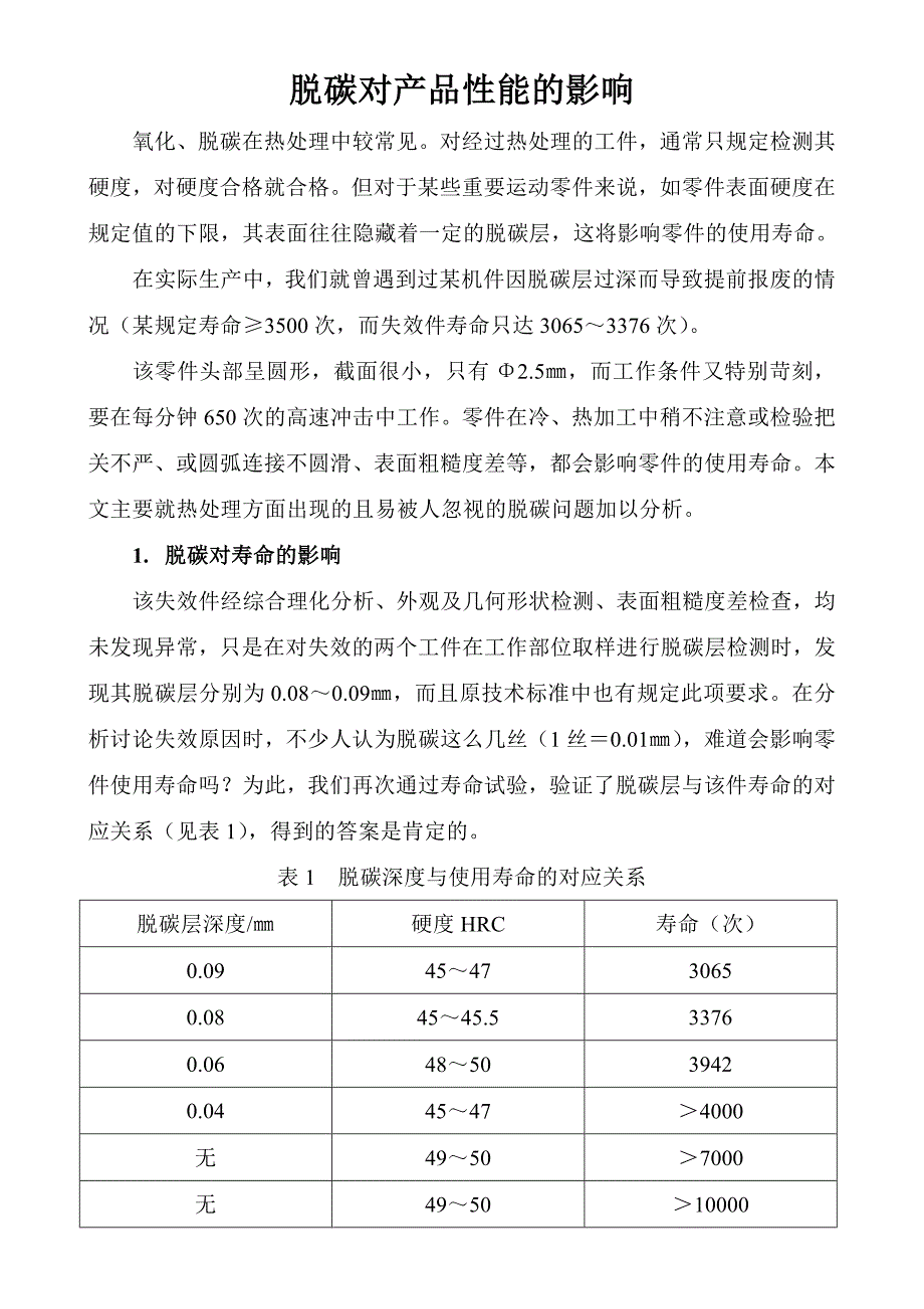 脱碳对产品性能的影响_第1页