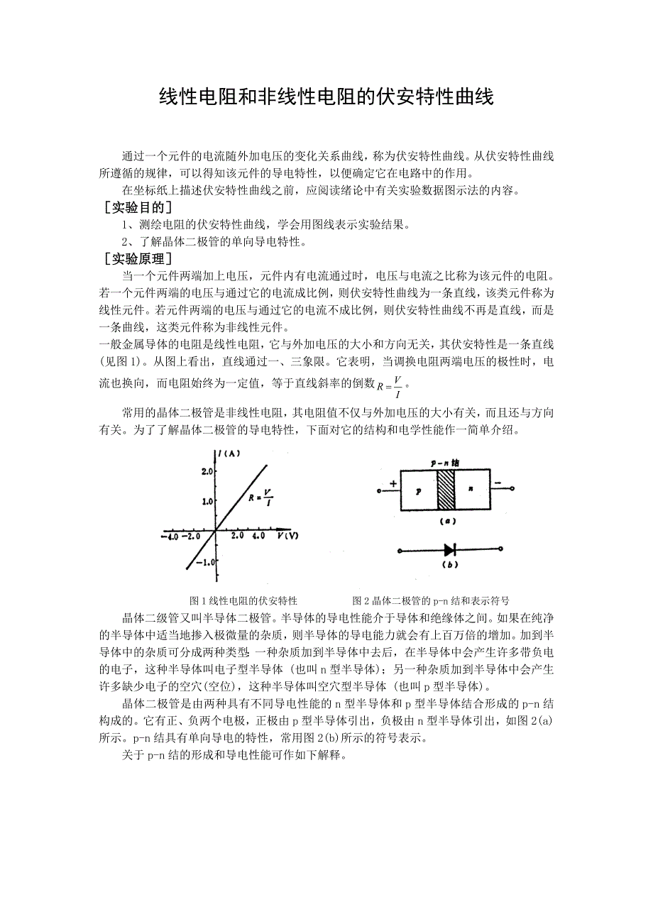 线性电阻和非线性电阻的伏安特性曲线_第1页