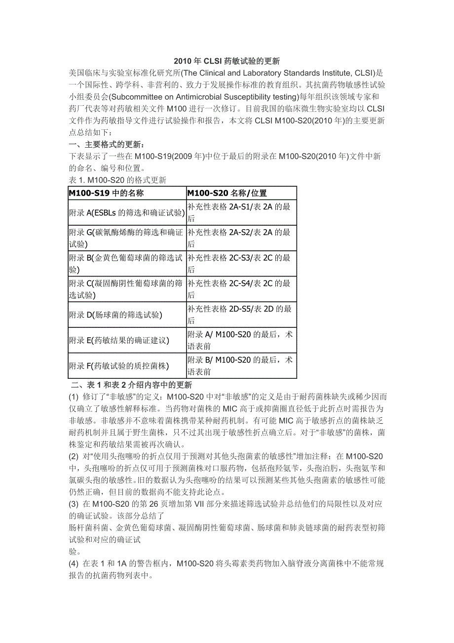 2010年clsi药敏试验的更新_第1页