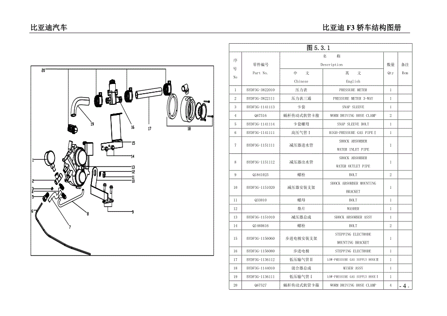 比亚迪发动机QCJ7160A天然气 CNG系统结构图册_第4页