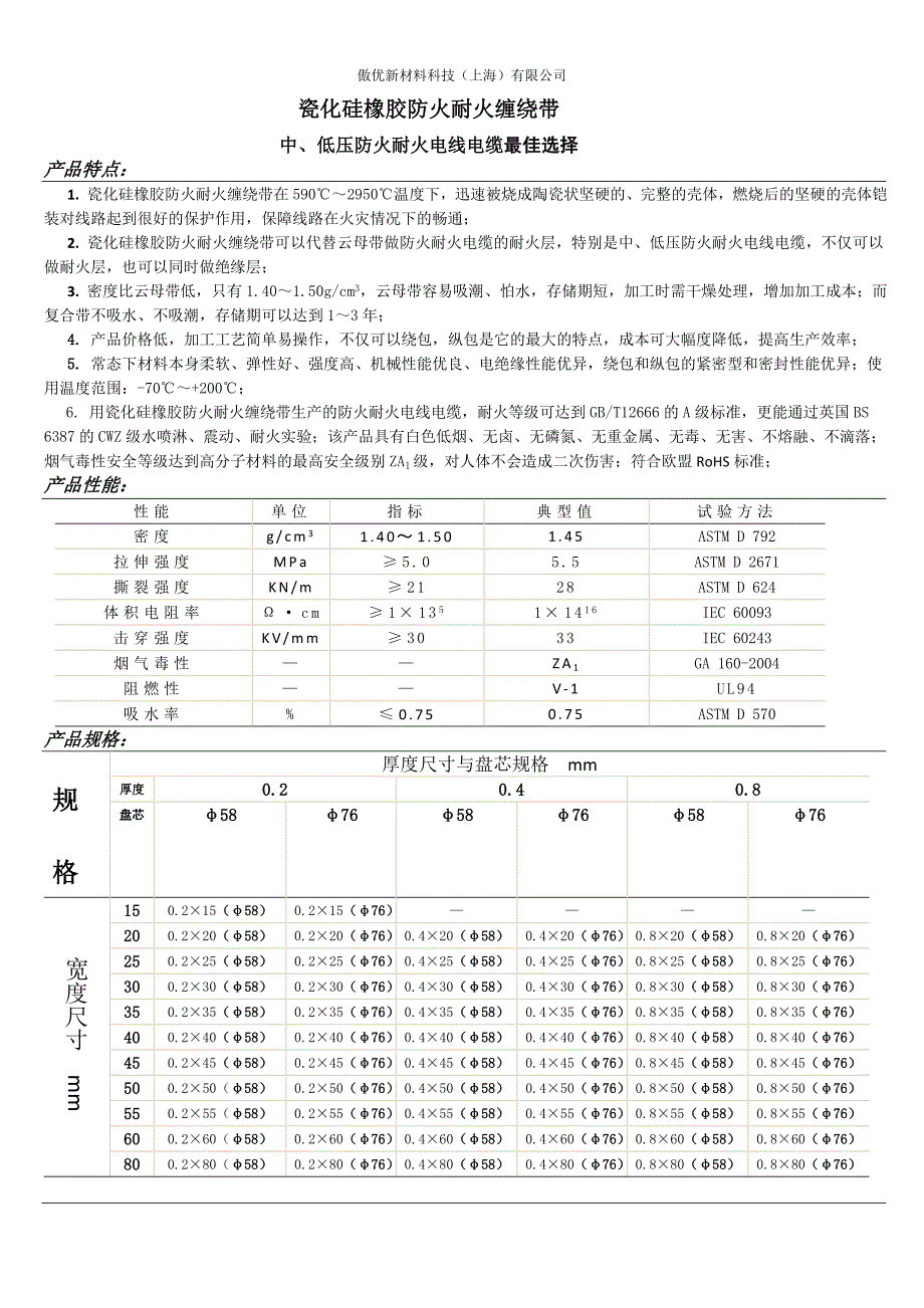 陶瓷化防火耐火硅橡胶复合带_第1页