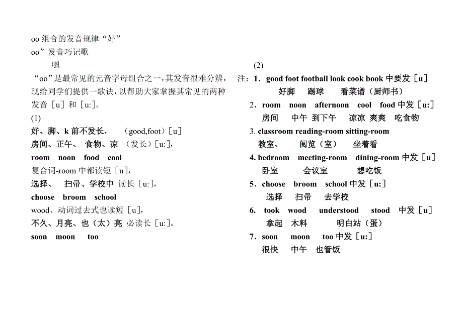 英文oo组合的发音规律_第1页