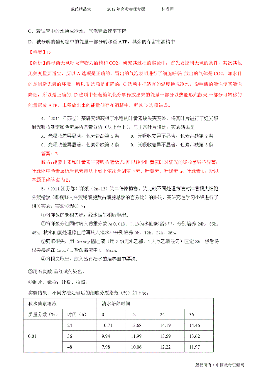 2012年高考生物压轴汇编：16_实验与探究09-11_第2页