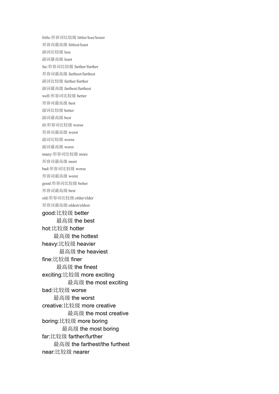 英语单词的比较级和最高级_第1页