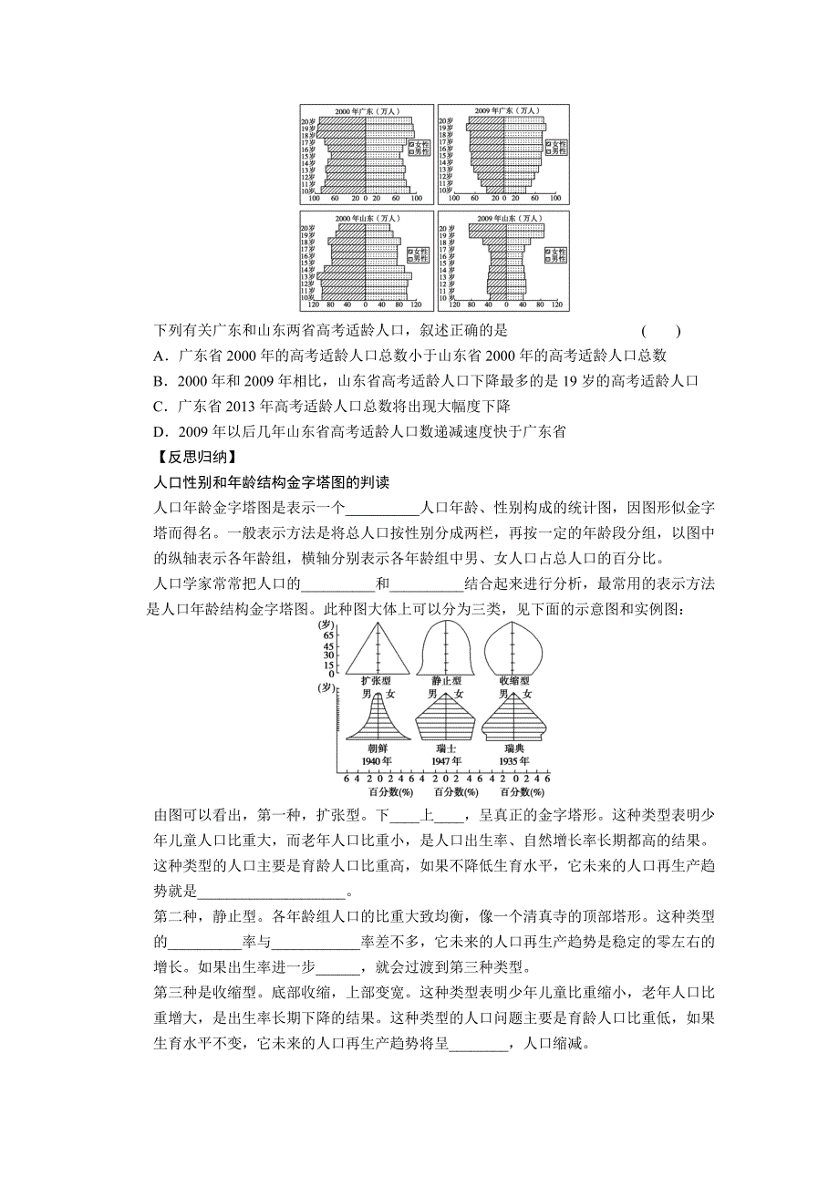 专题学案25  人口资料统计图的判读_第2页