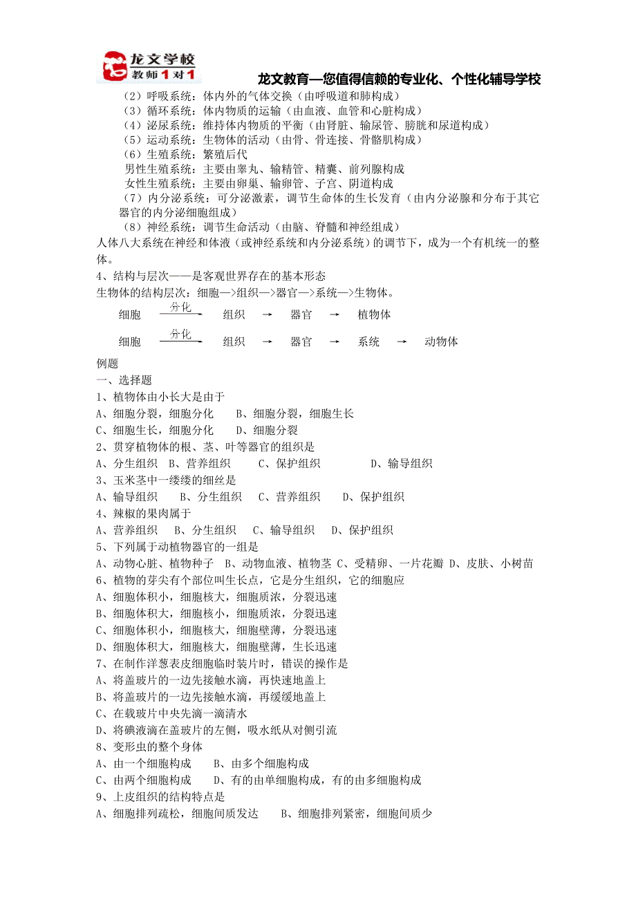 生物的结构层次讲义_第2页