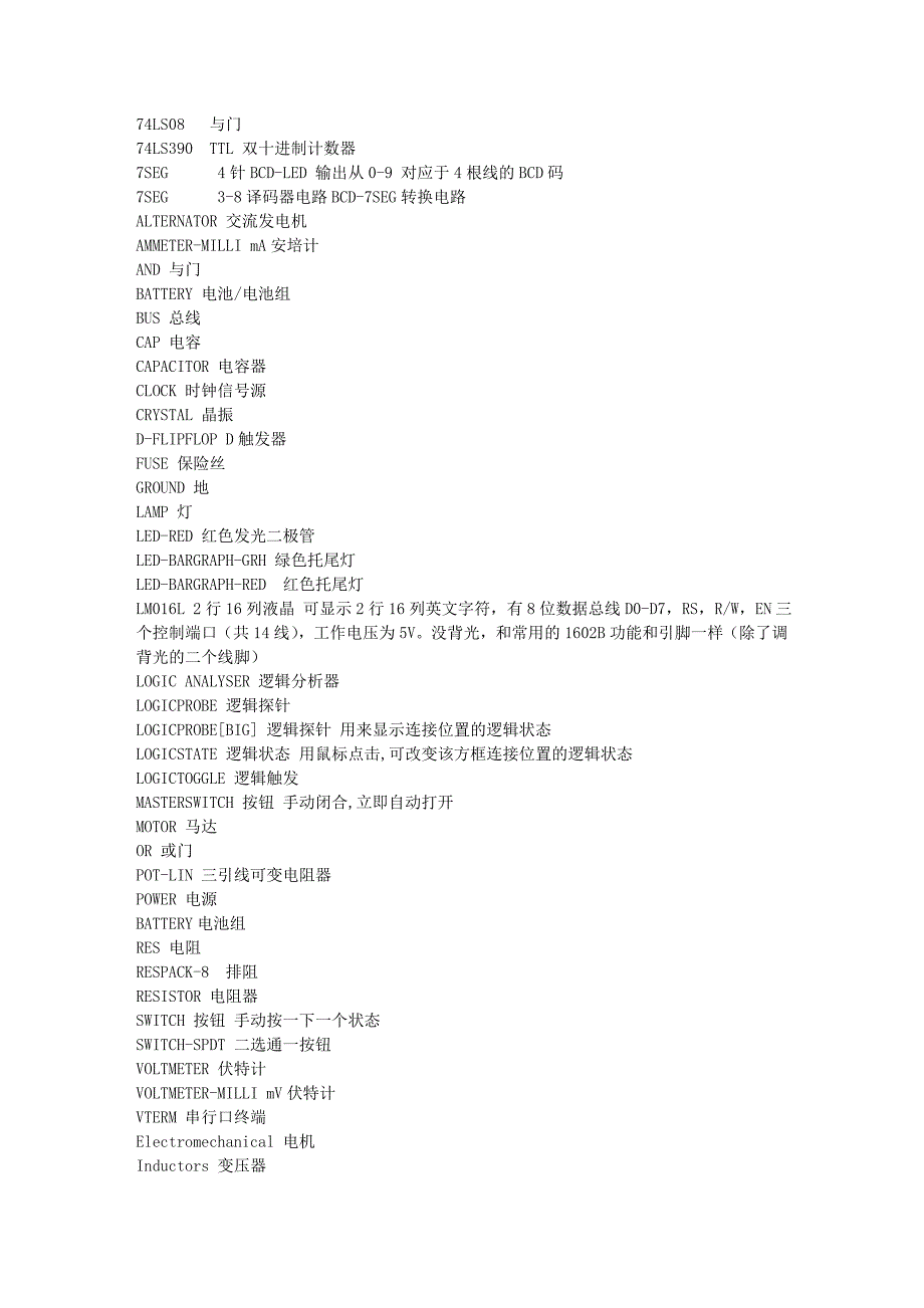 proteus元件名称中英文对照表_第3页