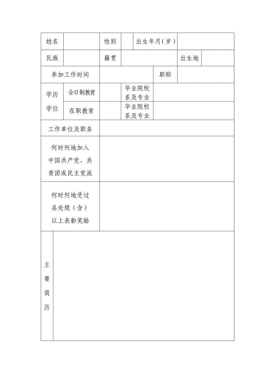 汨罗市优秀工会工作者登记表_第2页