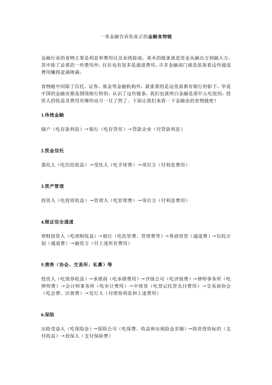 一米金融告诉你真正的金融食物链_第1页