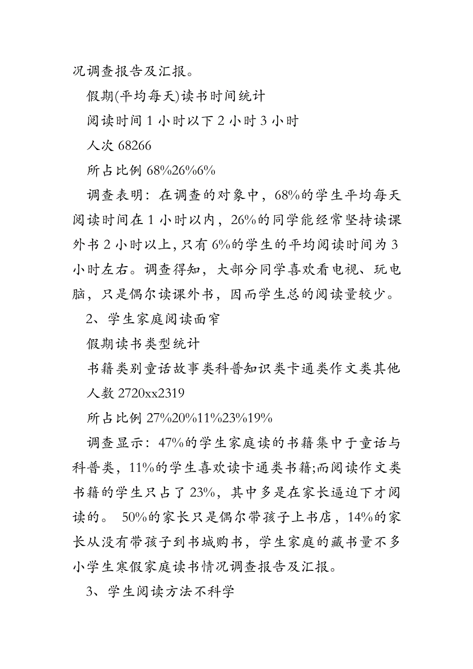 小学生寒假家庭读书情况调查报告及汇报_第2页