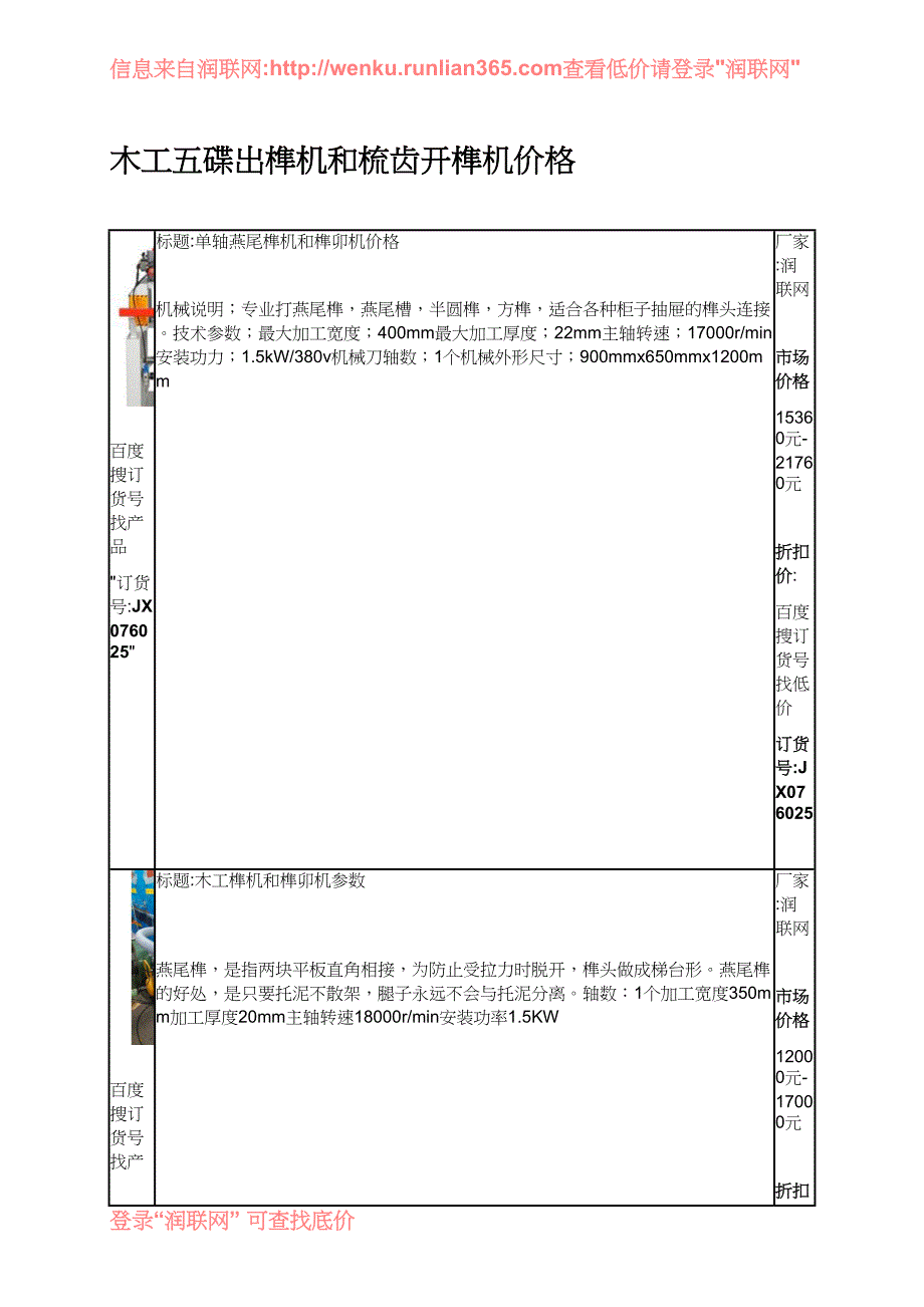 木工五碟出榫机和梳齿开榫机价格_第1页