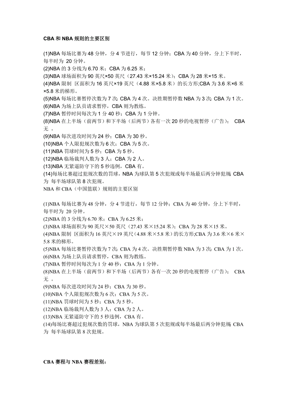 CBA的规则和赛程与NBA有什么区别_第1页