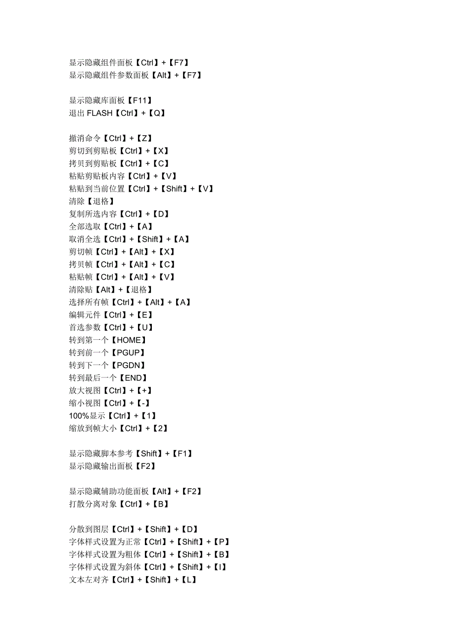 flash(FL)常用快捷键大全_第2页