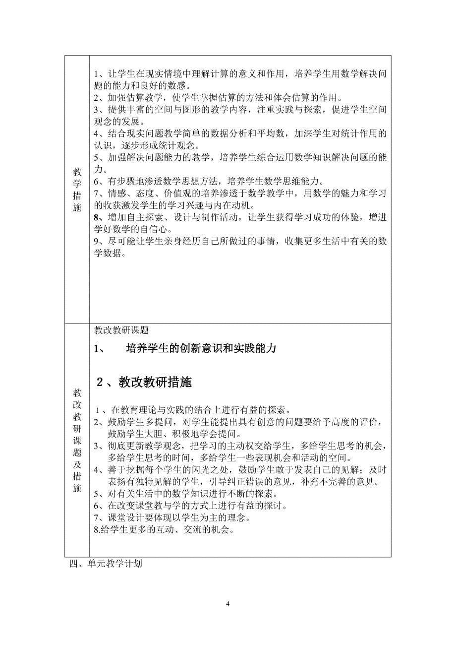 2007学年第二学期三(2)班数学计划(交)_第5页