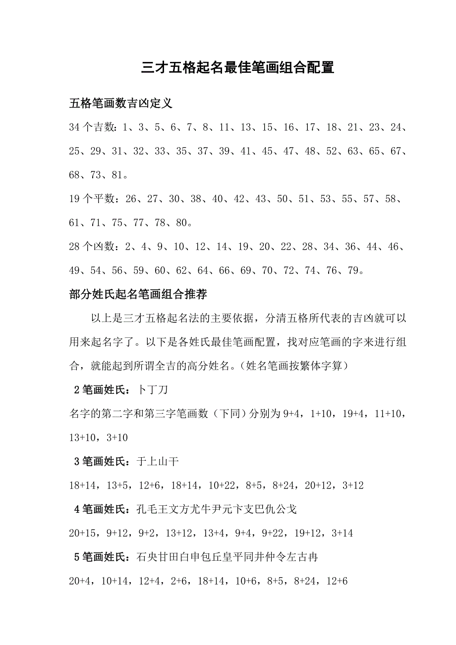 三才五格起名最佳笔画配置_第1页